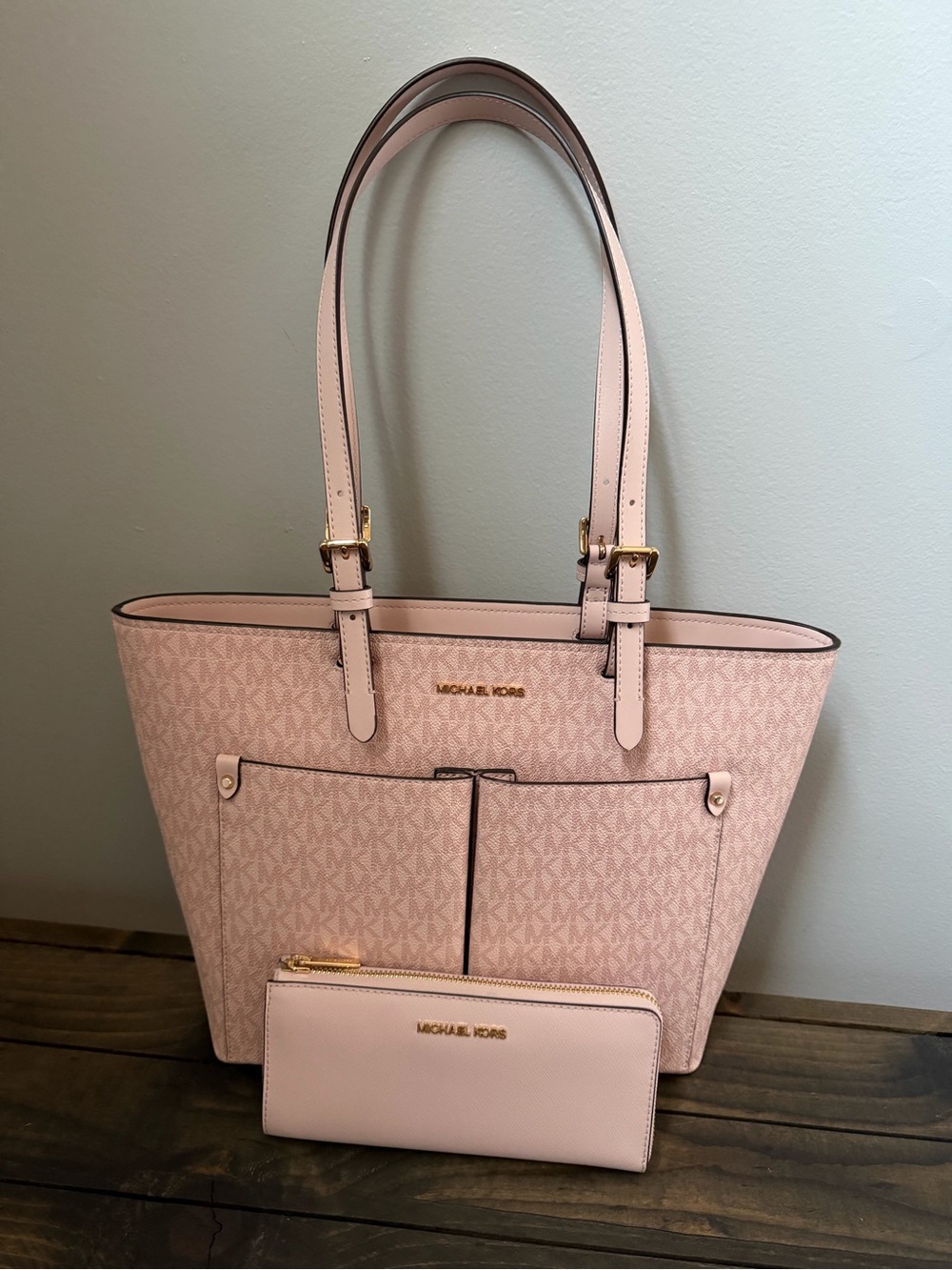 Michael Kors Pale Pink Tote with Matching Wallet